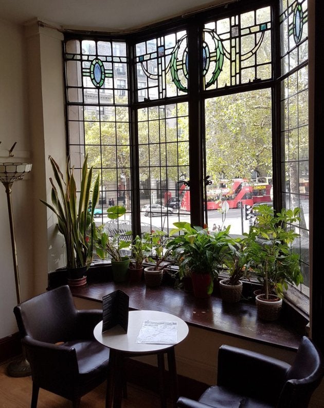 The cosy bar area offers views of the Strand