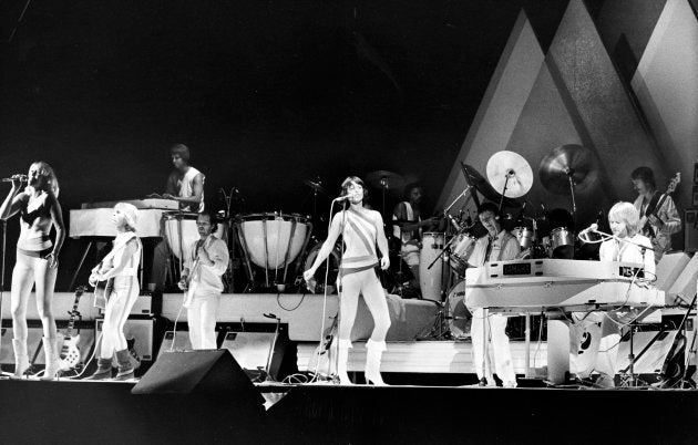 Swedish pop group ABBA lst night drew 18,000 fans to Maple Leaf Gardens to see in the flesh the world-wide hit group that's become a corporation through sales of its record albums. Quartet was at the end of its North american tour. In two hours, including an encore, they ran through every hit in their arsenal. Photo taken by Frank Lennon Oct. 7, 1979. (Frank Lennon/Toronto Star via Getty Images)