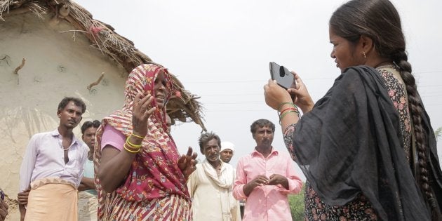 Grassroots journalist Meera Devi, at work