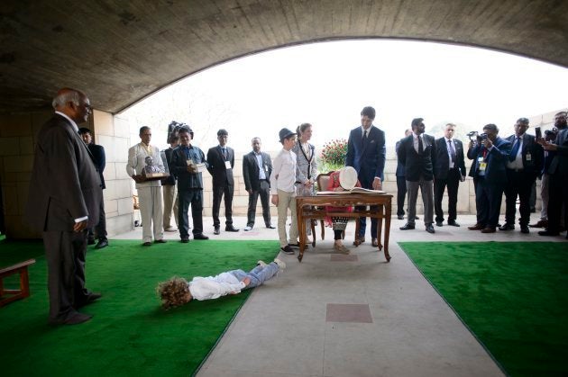 During a visit to Rajghat Gard in New Delhi, Feb. 23, 2018.