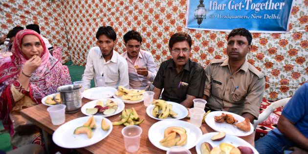 Members of the families of the Mob lynching victims during an Iftar get-together at Students Islamic Organisation of India (SIO), on June 7, 2017 in New Delhi.