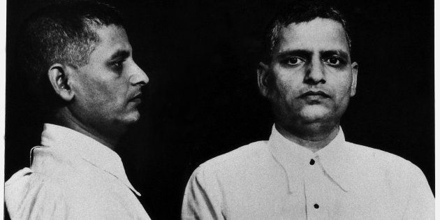 Mug shot of the Indian political activist Nathuram Vinayak Godse, the killer of Gandhi sentenced to hanging. India, 12th May 1948 (Photo by Mondadori Portfolio via Getty Images)