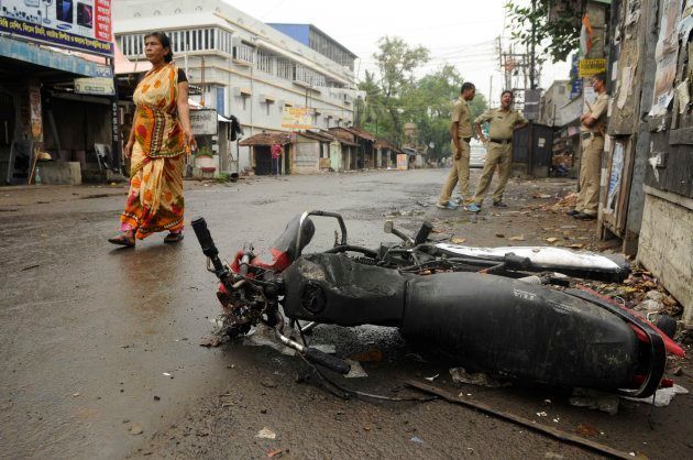 Vehicles torched in violence in Baduria after protests over an objectionable social media post on July 5, 2017 in North 24 Parganas, India.