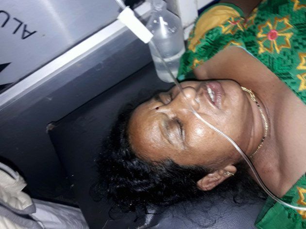 An injured woman being treated in a hospital after militants opened fire on the Amarnath Yatra in which some pilgrims were killed many injured in Anantnag in Jammu and Kashmir on Monday.