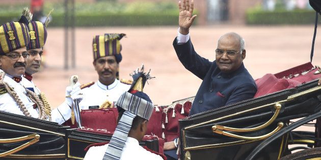 New President Ram Nath Kovind arrives at Rashtrapati Bhawan after the oath taking ceremony.