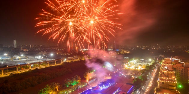 MUMBAI, INDIA - NOVEMBER 4: Fire Crackers bursting ahead of Diwali, the festival of Lights, at Wadala on November 4, 2018 in Mumbai, India. (Photo by Kunal Patil/Hindustan Times via Getty Images)