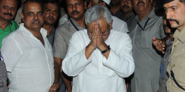 Bihar Chief Minister Nitish Kumar speaking to media after he submitted his resignation at Raj Bhawan on July 26, 2017 in Patna.