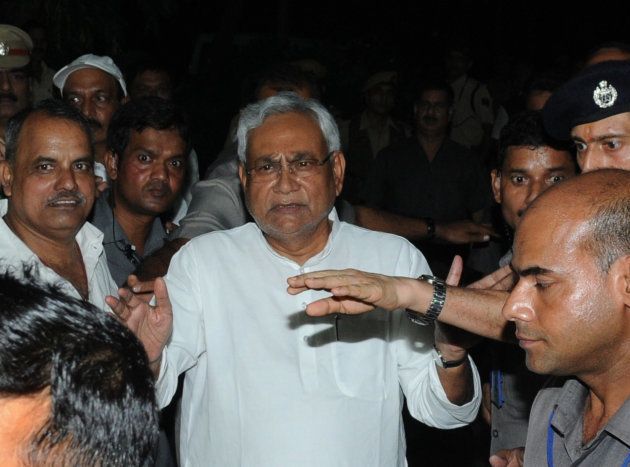 Bihar Chief Minister Nitish Kumar Speaking to media after he submitted his resignation at Raj Bhawan on July 26, 2017 in Patna.