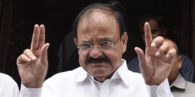 NDA nominated candidate for Vice President Muppavarapu Venkaiah Naidu during the Monsoon Session at Parliament House on July 24, 2017 in New Delhi, India.