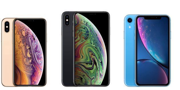 The iPhone XS, iPhone XS Max, and iPhone XR, from left to right, are the three new iPhones that Apple launched this year.