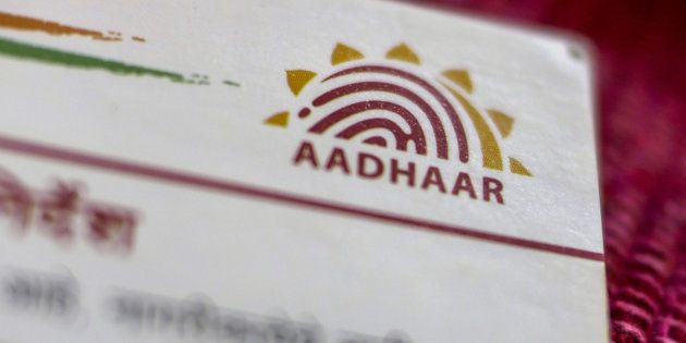 An Aadhaar biometric identity card, issued by the Unique Identification Authority of India (UIDAI).