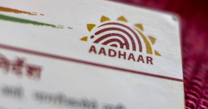 An Aadhaar biometric identity card, issued by the Unique Identification Authority of India (UIDAI).