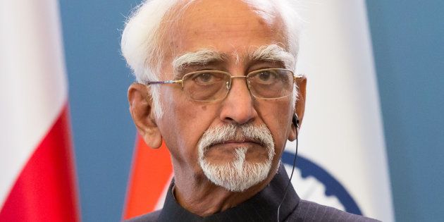 Vice President of India Mohammad Hamid Ansari during the press conference at Chancellery of the Prime Minister in Warsaw, Poland.