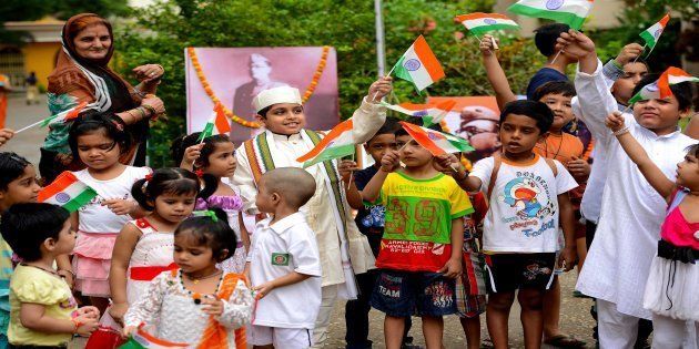 File photo of children celebrating Independence Day in Kolkata.