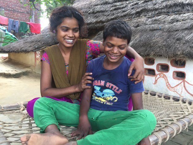 Rimin with her sister, Romal, at their village in Gorakhpur.