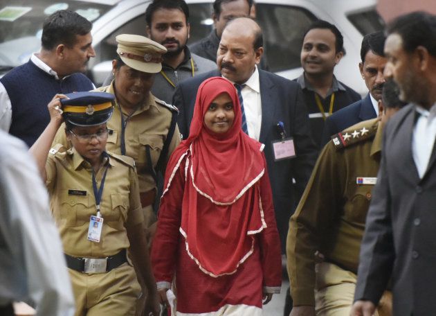 Hadiya alias Akhila at the supreme court after hearing on November 27, 2017 in New Delhi, India.