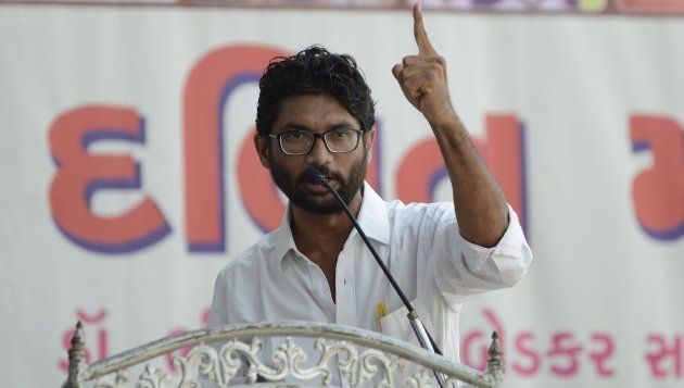 Jignesh Mevani delivers a speech at a Dalit rally in Ahmedabad on September 10, 2016.