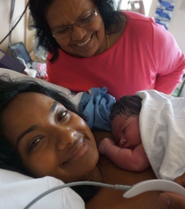 Wijayasinghe, her mother, and her baby girl, Layla.