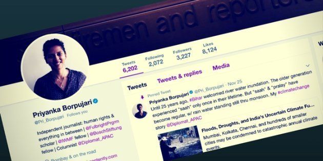 Twitter profile of journalist Priyanka Borpujari.