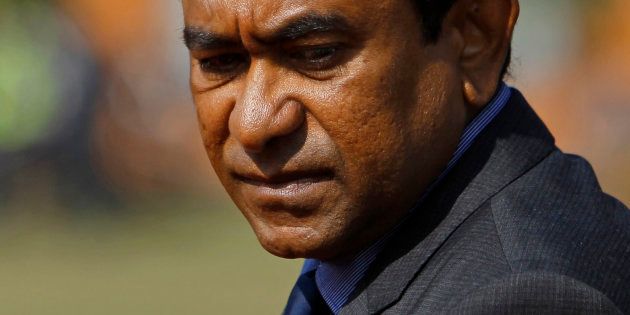 Maldives President Abdulla Yameen is pictured upon his arrival to take part in the 18th South Asian Association for Regional Cooperation (SAARC) summit in Kathmandu November 25, 2014.