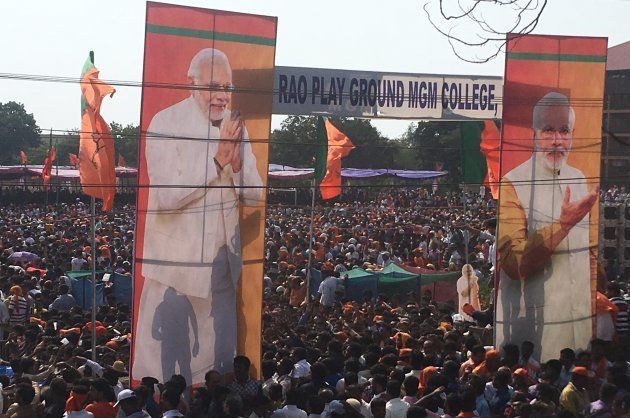 Prime Minister Narendra Modi addresses a BJP rally in Udupi on May 1, 2018