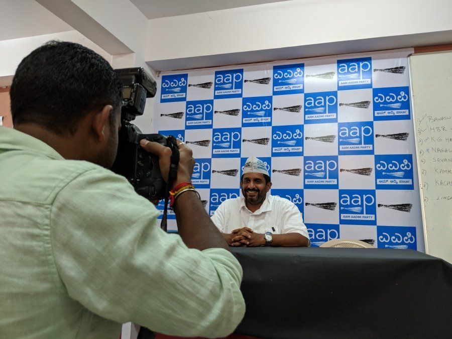 Aam Aadmi Party state convener Prithvi Reddy poses for a photograph in Bengaluru, Karnataka on May 3, 2018.