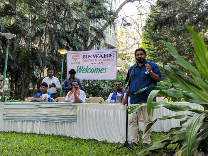 Candidates contesting at the Sarvagnanagar constituency participate in a debate organised by residents on May 5, 2018.