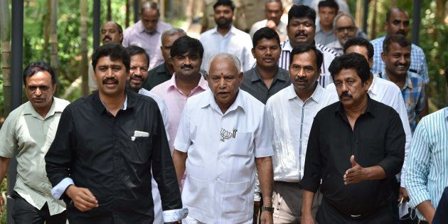 BENGALURU, INDIA - MAY 6: Bharatiya Janata Party's Chief Minister candidate BS Yeddyurappa during a press conference at Press Club, on May 6, 2018 in Bengaluru, India. Yeddyurappa said, 'Dont rest now. If you think that somebody isnt voting, go to their homes, tie up their hands and legs and bring them to vote in favour of Mahantesh Doddagoudar (sic).' (Photo by Arijit Sen/Hindustan Times via Getty Images)