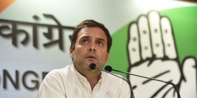 Congress President Rahul Gandhi addresses the media after B.S. Yeddyurappa resigned as Karnataka Chief Minister, at AICC, on May 19, 2018 in New Delhi, India.