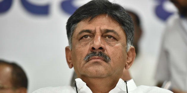 Congress leader DK Shivakumar looks on during the death anniversary program of Rajiv Gandhi at Karnataka Pradesh Congress Committee on May 21, 2018 in Bengaluru, India.