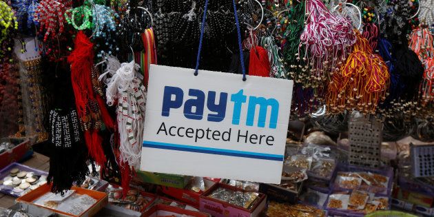 An advertisement of Paytm, a digital wallet company, is pictured at a road side stall in Kolkata, India, January 25, 2017. Picture taken January 25, 2017.