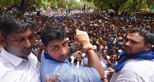 Chandrashekhar Azad at Jantar Mantar on May 21, 2017 in New Delhi.