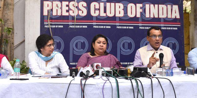 IAS officers during a press conference to counter AAP's claim that they are on strike. Press Club of India on June 17, 2018 in New Delhi.