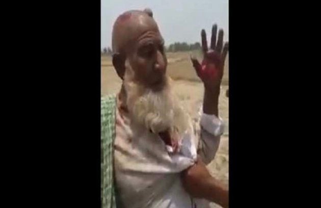 Image grab from the video of a mob attacking Saimuddin in Harpur