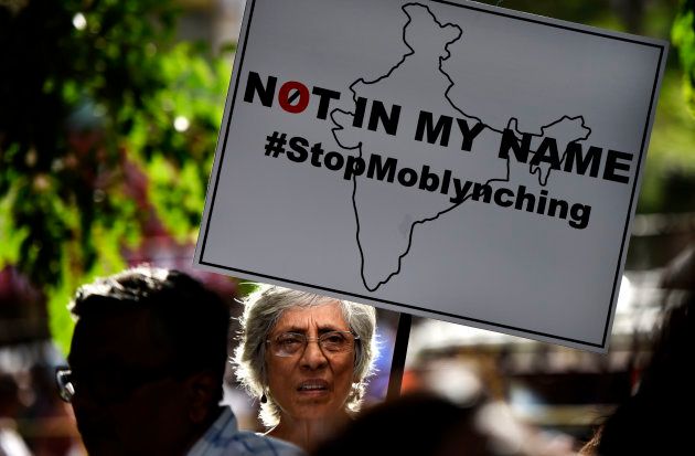 People participated in an anti-lynching protest on July 3, 2017 in Mumbai, India.