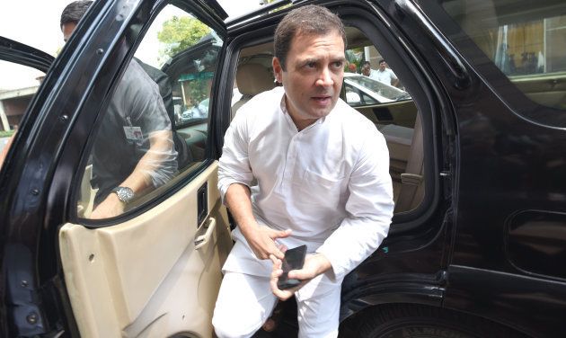 Congress party president Rahul Gandhi arrives for the Monsoon session on July 18, 2018.