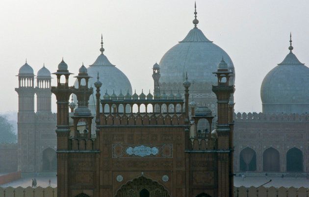 The Badshahi Mosque in Lahore, built by the Mughal Emperor Aurangzeb in 1673.
