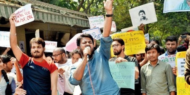 Fahad Ahmad protesting at TISS.