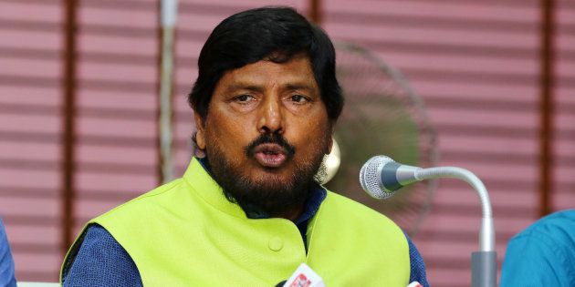 Ramdas Athawale addressing to media person during the press conference in Jaipur, Rajasthan, India on Sept 15,2018.