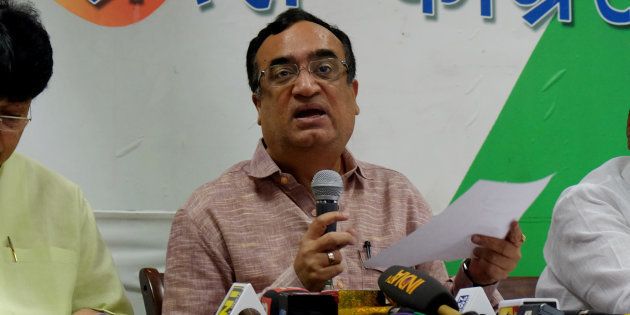 NEW DELHI, INDIA APRIL 05: Ajay Maken during a press conference regarding the recent ration scam in New Delhi. (Photo by Rana Pandey/India Today Group/Getty Images)