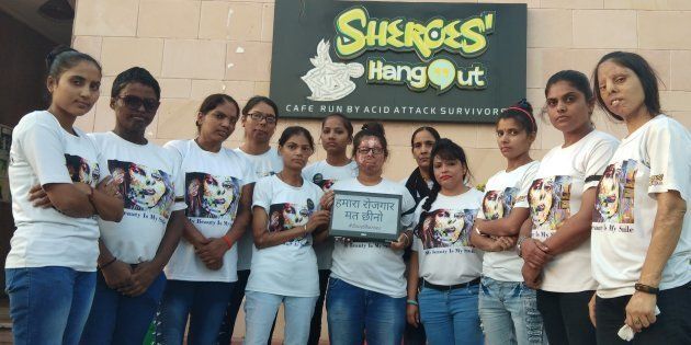 Acid attack survivors at Sheroes' Hangout in Lucknow.