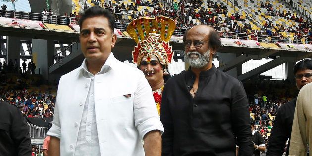 Superstars Kamal Haasan and Rajinikanth in a file photo.