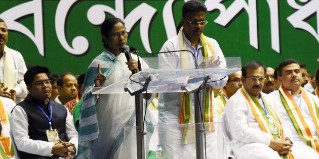 Mamata Banerjee at the Trinamool Congress Party meeting.