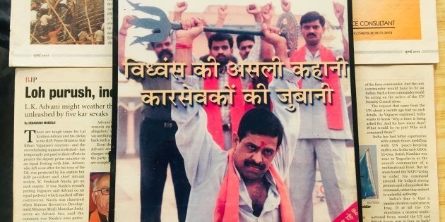 Santosh Dubey, prime accused in the Babri Masjid demolition case, appeared on the cover of Outlook Magazine in 2004.