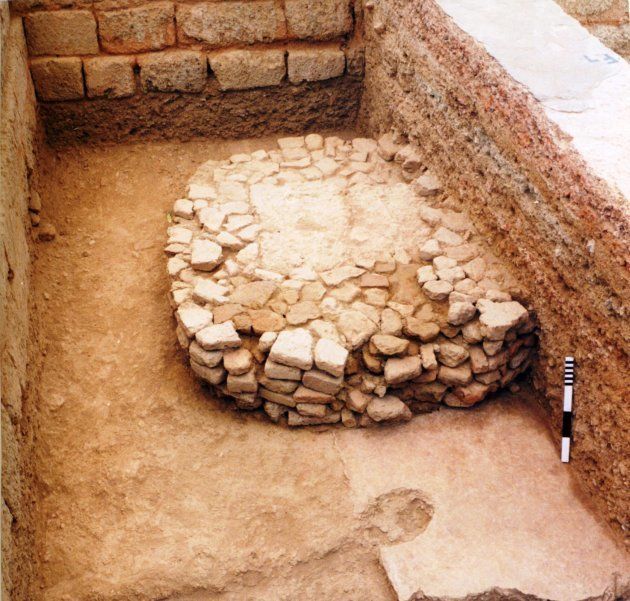 Pillar base excavated by ASI in 2003.