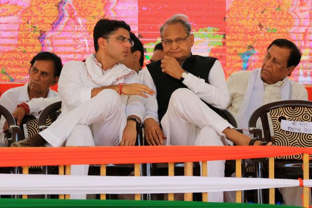 Pilot (left) and former chief minister Ashok Gehlot are both seen as strong contenders for the state's top post if the party wins the assembly election.
