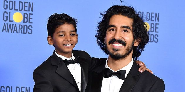 BEVERLY HILLS, CA - JANUARY 08: Sunny Pawar, Dev Patel poses at the 74th Annual Golden Globe Awards at The Beverly Hilton Hotel on January 8, 2017 in Beverly Hills, California. (Photo by Steve Granitz/WireImage)
