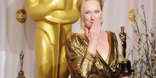 HOLLYWOOD, CA - FEBRUARY 26: Actress Meryl Streep poses in the press room at the 84th Annual Academy Awards held at the Hollywood & Highland Center on February 26, 2012 in Hollywood, California. (Photo by Jeff Kravitz/FilmMagic)