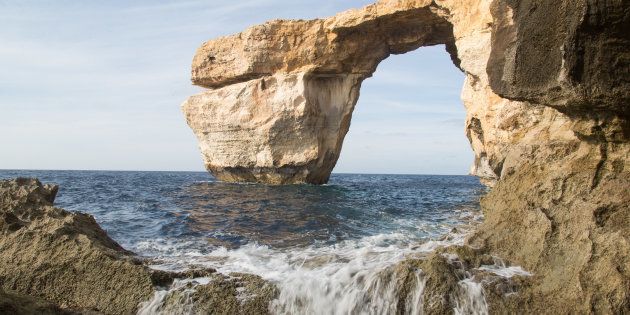 The Azure Window, a limestone natural arch on the island of Gozo in Malta on 1 February 2017. Azure Window was collapsed during a severe storm on 8 March 2017 (Photo by Mateusz Wlodarczyk/NurPhoto via Getty Images)