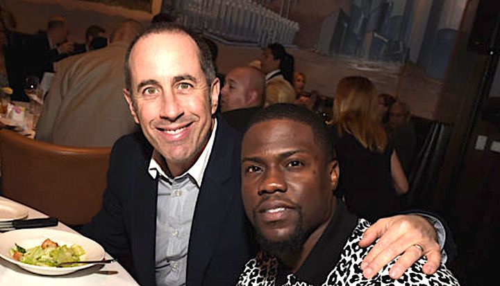 Jerry Seinfeld, pictured in 2015 with Kevin Hart, isn't worried about his fellow comedian's future after Hart stepped down from the Oscars-hosting gig.